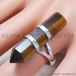 Tiger Eye Gemstone 925 Sterling Silver Wholesale Price Jewelry Rings SJWR-658