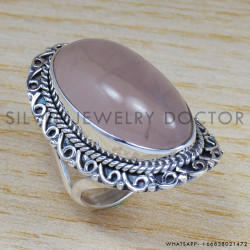 Rose Quartz 925 Sterling Silver Ring (SJWR-666)