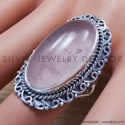 Rose Quartz 925 Sterling Silver Ring (SJWR-666)