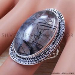 Black Rutile 925 Sterling Silver Ring (SJWR-672)