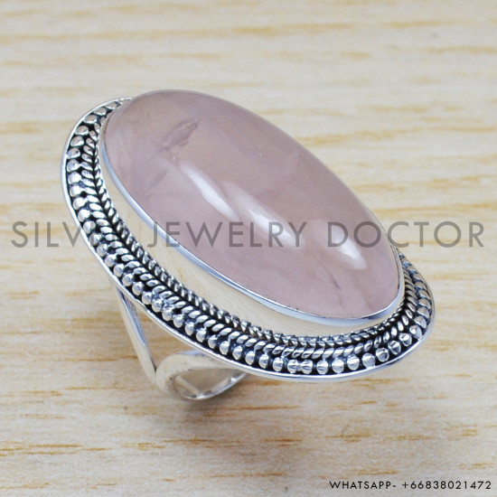 Rose Quartz 925 Sterling Silver Ring (SJWR-676) Rose Quartz 925 Sterling Silver Ring (SJWR-676)