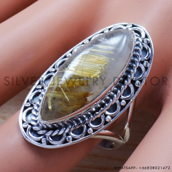 Golden Rutile 925 Sterling Silver Ring (SJWR-677)
