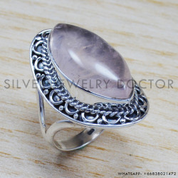 Rose Quartz 925 Sterling Silver Ring (SJWR-678)