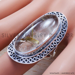 Golden Rutile 925 Sterling Silver Ring (SJWR-679)