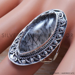 Black Rutile 925 Sterling Silver Ring (SJWR-681)