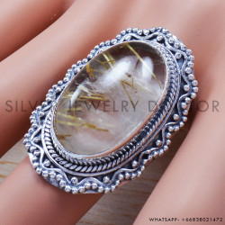 Golden Rutile 925 Sterling Silver Ring (SJWR-683)