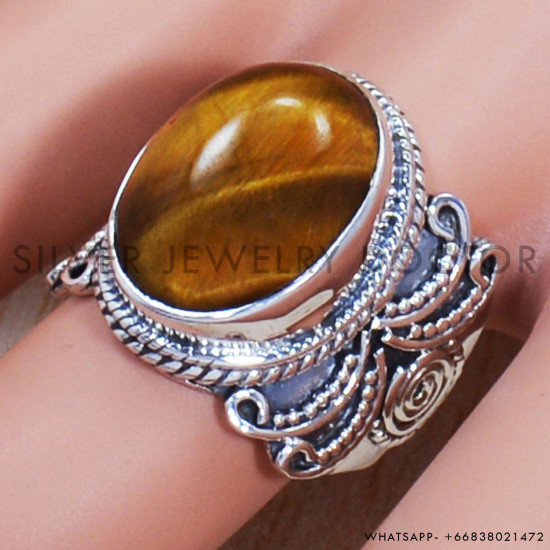 Tiger Eye 925 Sterling Silver Ring (SJWR-690) Tiger Eye 925 Sterling Silver Ring (SJWR-690)