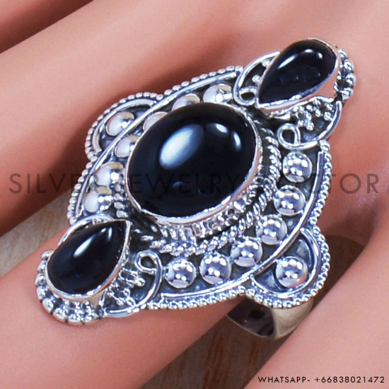 Black Onyx 925 Sterling Silver Ring (SJWR-694) Black Onyx 925 Sterling Silver Ring (SJWR-694)