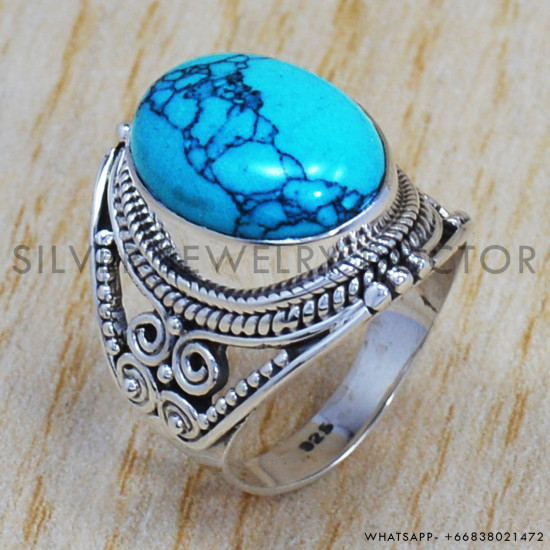 Turquoise 925 Sterling Silver Ring (SJWR-697) Turquoise 925 Sterling Silver Ring (SJWR-697)