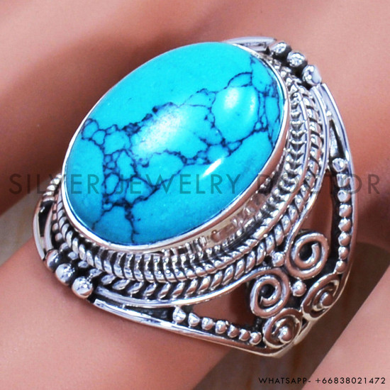 Turquoise 925 Sterling Silver Ring (SJWR-697) Turquoise 925 Sterling Silver Ring (SJWR-697)