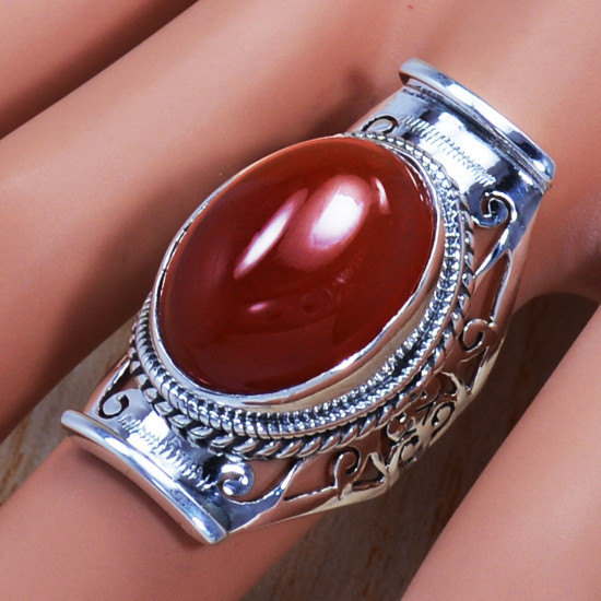 Carnelian Gemstone 925 Real Sterling Silver Jewelry Anniversary Gift Ring SJWR-701