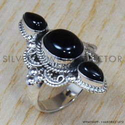 Black Onyx 925 Sterling Silver Ring (SJWR-702)