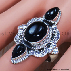 Black Onyx 925 Sterling Silver Ring (SJWR-702)