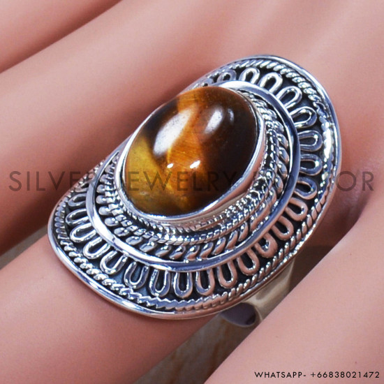 Tiger Eye 925 Sterling Silver Ring (SJWR-703) Tiger Eye 925 Sterling Silver Ring (SJWR-703)