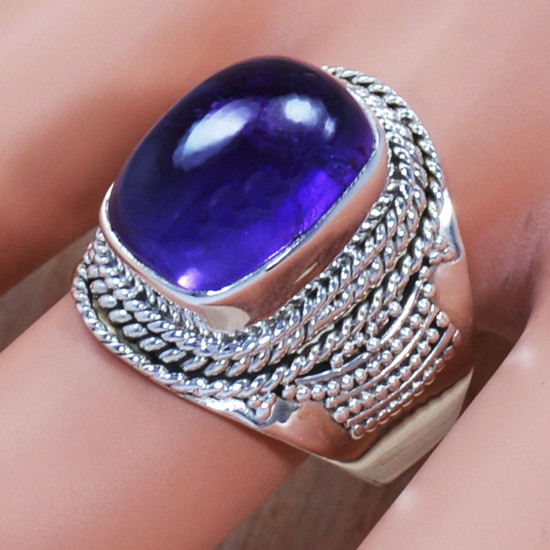 Amethyst Gemstone Indian 925 Sterling Silver Fancy Jewelry Rings SJWR-708
