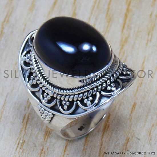 Black Onyx 925 Sterling Silver Ring (SJWR-709) Black Onyx 925 Sterling Silver Ring (SJWR-709)