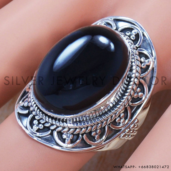 Black Onyx 925 Sterling Silver Ring (SJWR-709) Black Onyx 925 Sterling Silver Ring (SJWR-709)