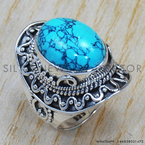 Turquoise 925 Sterling Silver Ring (SJWR-711) Turquoise 925 Sterling Silver Ring (SJWR-711)
