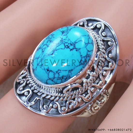Turquoise 925 Sterling Silver Ring (SJWR-711) Turquoise 925 Sterling Silver Ring (SJWR-711)