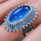 925 Sterling Silver Classic Jewelry Blue Chalcedony Gemstone Fancy Ring SJWR-719