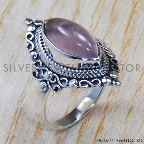 Rose Quartz 925 Sterling Silver Ring (SJWR-729) Rose Quartz 925 Sterling Silver Ring (SJWR-729)