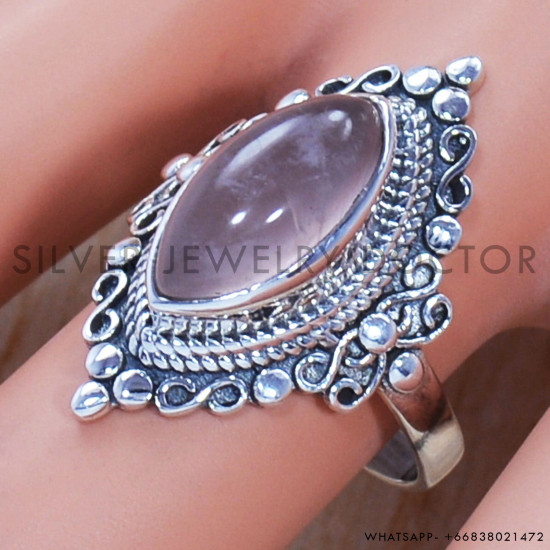 Rose Quartz 925 Sterling Silver Ring (SJWR-729) Rose Quartz 925 Sterling Silver Ring (SJWR-729)