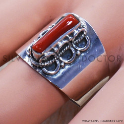 Coral 925 Sterling Silver Ring (SJWR-732)