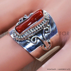 Coral 925 Sterling Silver Ring (SJWR-733)