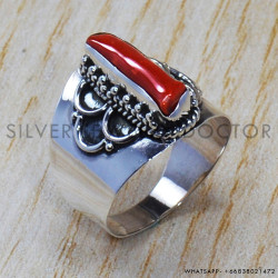Coral 925 Sterling Silver Ring (SJWR-734)