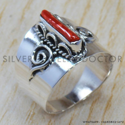 Coral 925 Sterling Silver Ring (SJWR-735)