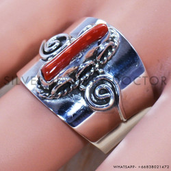 Coral 925 Sterling Silver Ring (SJWR-735)