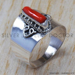 Coral 925 Sterling Silver Ring (SJWR-736)