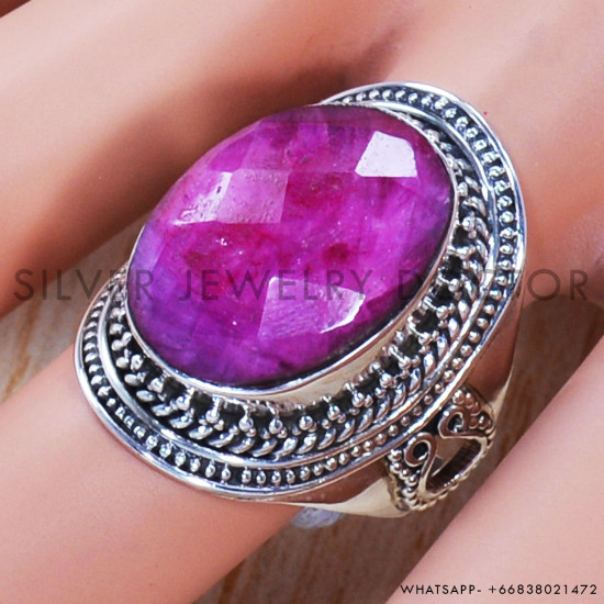 Ruby 925 Sterling Silver Ring (SJWR-743)