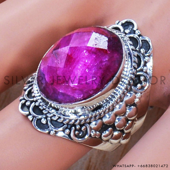 Ruby 925 Sterling Silver Ring (SJWR-745)