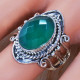 Authentic 925 Sterling Silver Ancient Look Green Onyx Gemstone Ring SJWR-748
