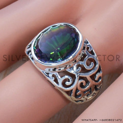 Mystic Topaz 925 Sterling Silver Ring (SJWR-760)