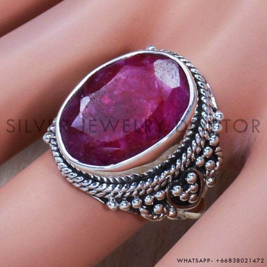 Ruby 925 Sterling Silver Ring (SJWR-761)