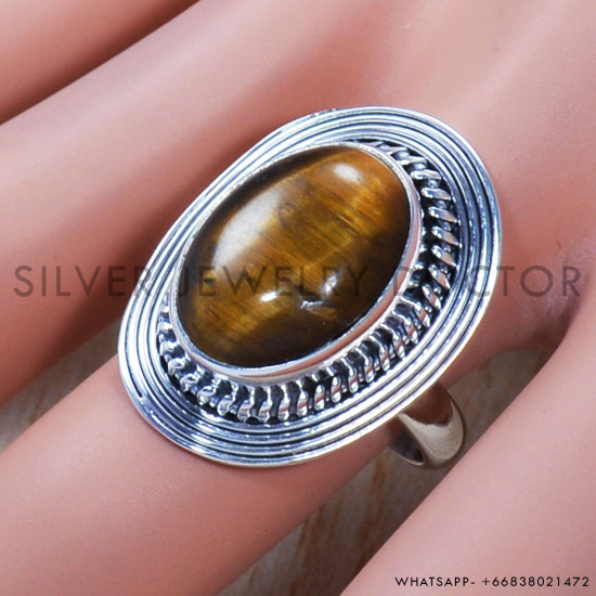 Tiger Eye 925 Sterling Silver Ring (SJWR-768) Tiger Eye 925 Sterling Silver Ring (SJWR-768)