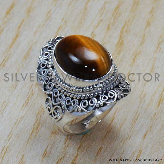 Tiger Eye 925 Sterling Silver Ring (SJWR-772)