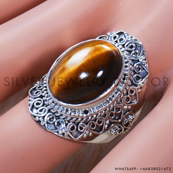 Tiger Eye 925 Sterling Silver Ring (SJWR-772)