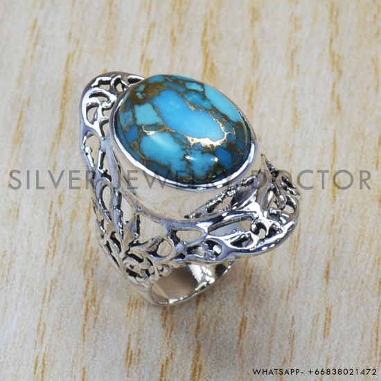 Copper Turquoise 925 Sterling Silver Ring (SJWR-774) Copper Turquoise 925 Sterling Silver Ring (SJWR-774)