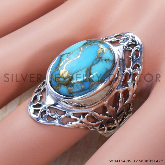 Copper Turquoise 925 Sterling Silver Ring (SJWR-774) Copper Turquoise 925 Sterling Silver Ring (SJWR-774)