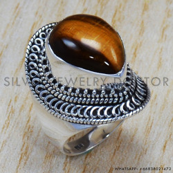 Tiger Eye Gemstone 925 Sterling Silver Wedding Jewelry Nice Rings SJWR-779