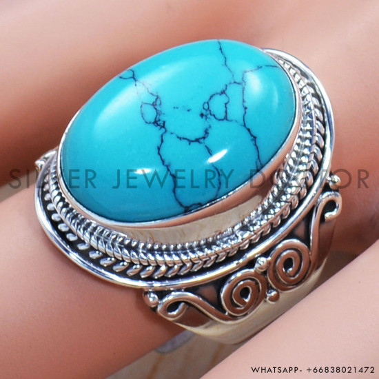 Turquoise 925 Sterling Silver Ring (SJWR-782) Turquoise 925 Sterling Silver Ring (SJWR-782)