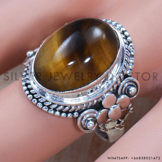Tiger Eye 925 Sterling Silver Ring (SJWR-784) Tiger Eye 925 Sterling Silver Ring (SJWR-784)