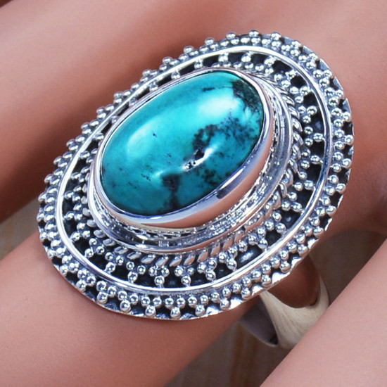 Beautiful Turquoise Gemstone 925 Sterling Silver Jewelry Fine Ring SJWR-787
