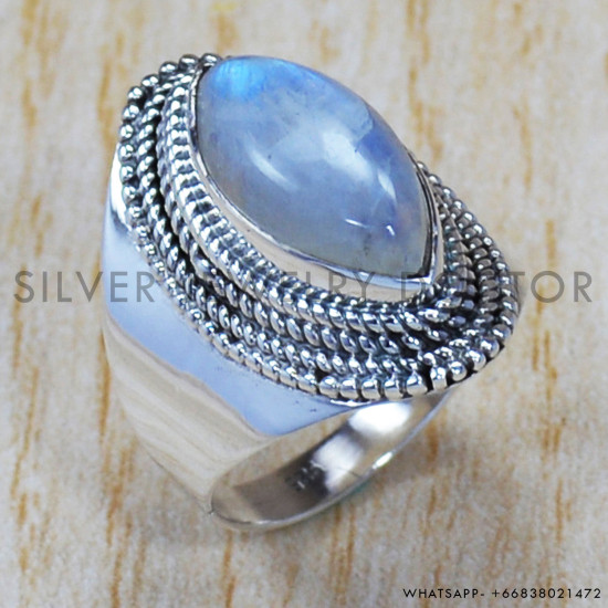 Rainbow Moonstone 925 Sterling Silver Ring (SJWR-793) Rainbow Moonstone 925 Sterling Silver Ring (SJWR-793)