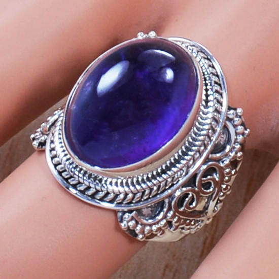 Amethyst Gemstone Jewelry 925 Sterling Silver Handmade Jewelry Ring SJWR-800