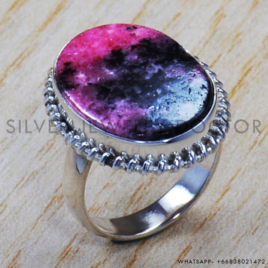 Rhodonite Gemstone 925 Sterling Silver Jewelry Traditional Look Rings SJWR-812 Rhodonite Gemstone 925 Sterling Silver Jewelry Traditional Look Rings SJWR-812