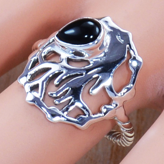 Black Onyx Gemstone 925 Sterling Silver Wholesale Price Jewelry Ring SJWR-815